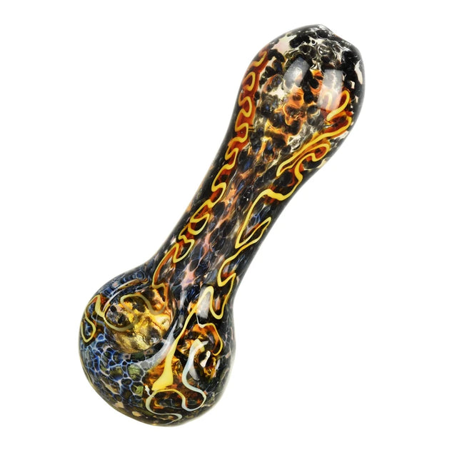Fiery Frit Squiggle Glass Spoon Pipe 4" Asst. Colors - Pulsar