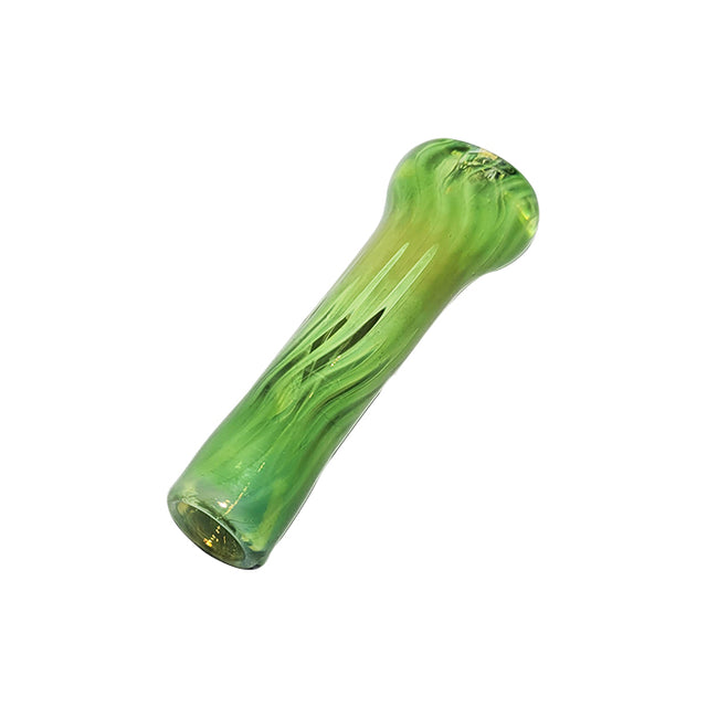 Fume Finish Glass Chillum – Green & Blue Cane Style