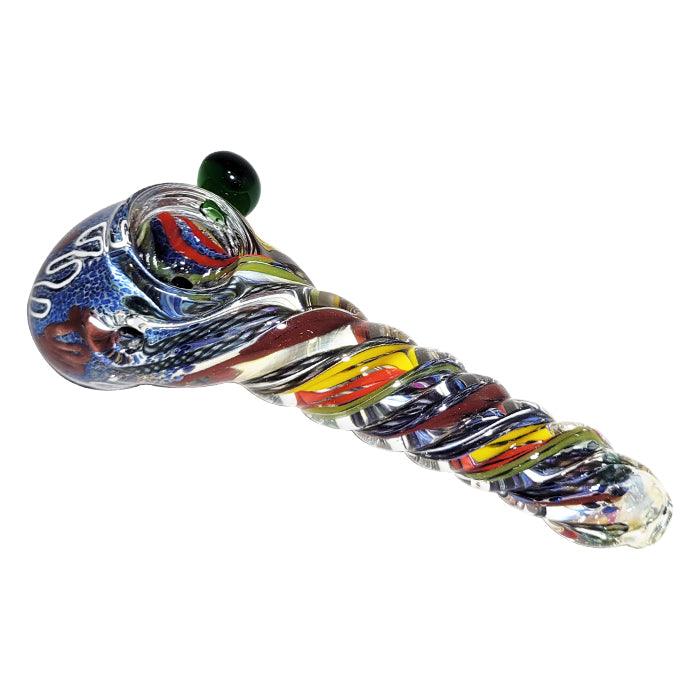 Glass Spiral Hand Pipe With Cane
