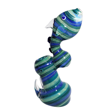 Glass Standing Hand Pipe with Rasta Spiral Pattern