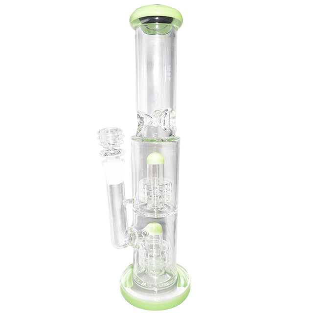 Glass Water Pipe Double Percolator Straight Pipe Design