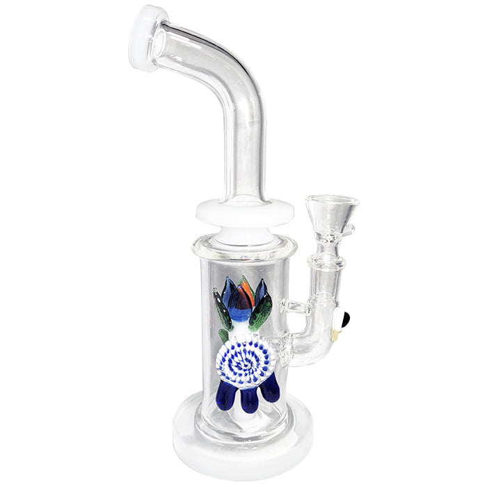 Glass Water Pipe Floral Angled Downstem Design