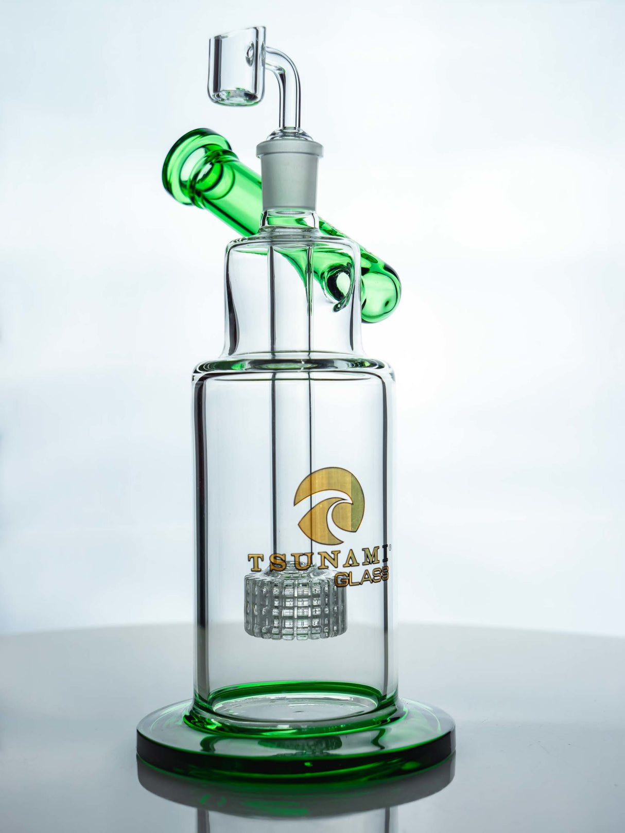 Green 10" Tsunami Side Neck Shower Head Concentrate Rig Water Pipe