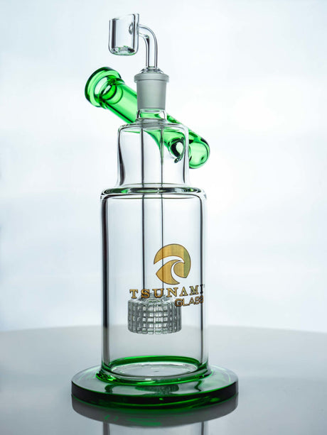 Green 10" Tsunami Side Neck Shower Head Concentrate Rig Water Pipe