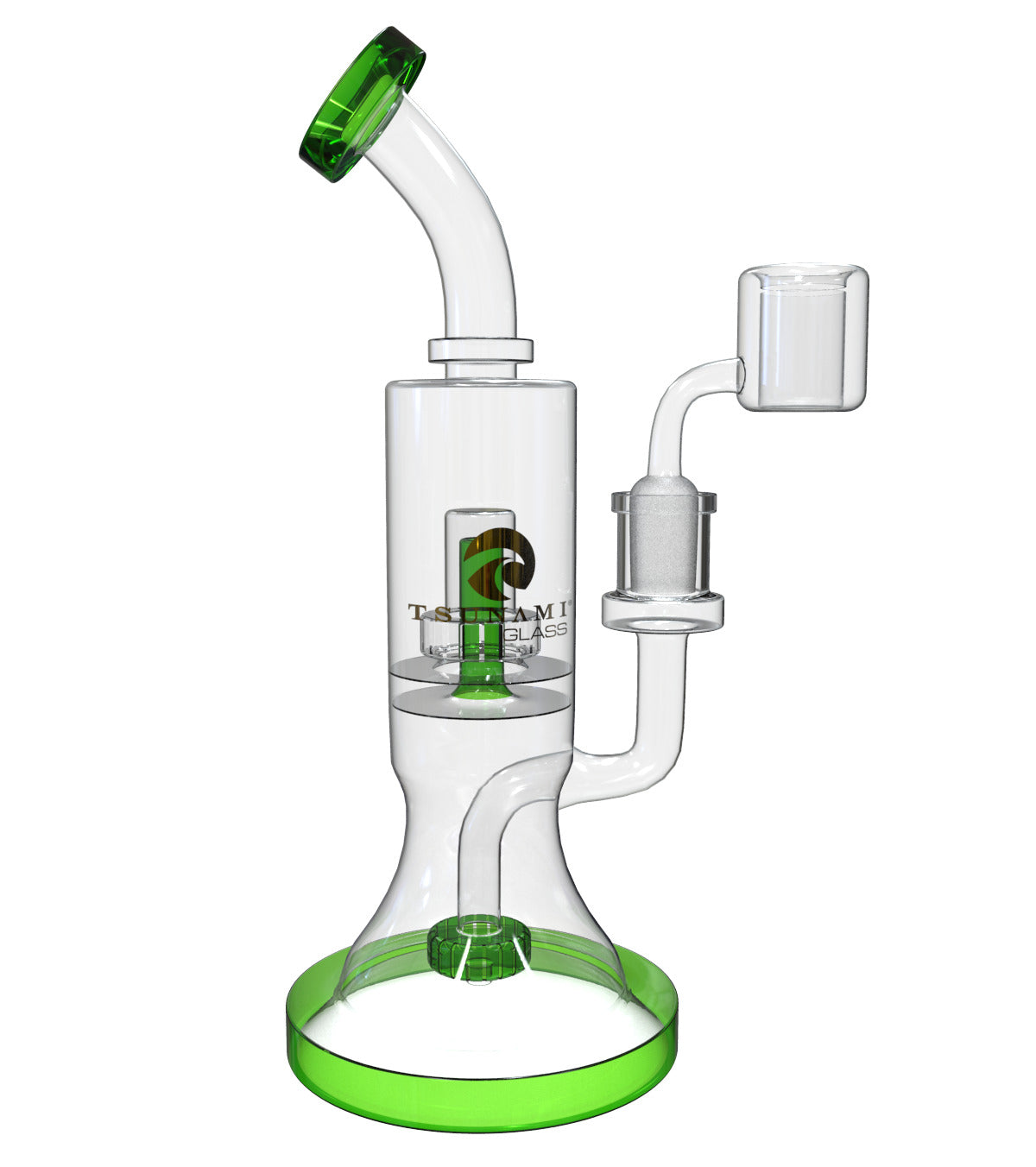 Green 11" Tsunami Concentrate Water Pipe – Double Shower Head Perc