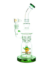 Green 12" Tsunami Double Propeller Drum Perc Recycler Water Pipe