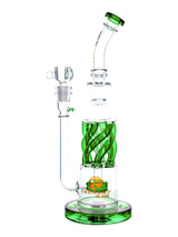 Green 12" Tsunami Shower Head Twist Perc Recycler Water Pipe
