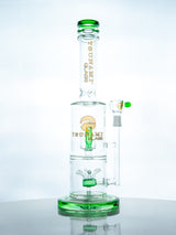 Green 14" Tsunami Glass Water Pipe – Cube Perc Design