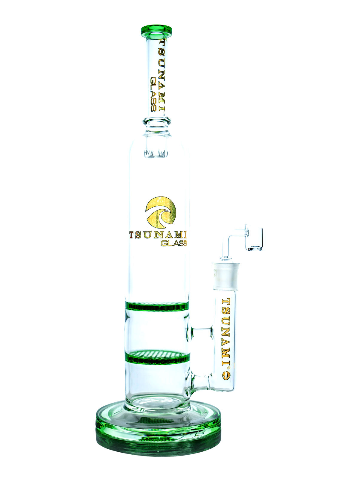 Green 15" Tsunami Concentrate Rig – Double Honeycomb Water Pipe
