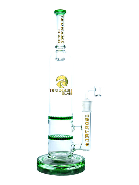 Green 15" Tsunami Concentrate Rig – Double Honeycomb Water Pipe