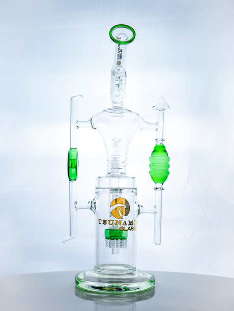 Green 15" Tsunami Shower Head Donut Recycler Water Pipe