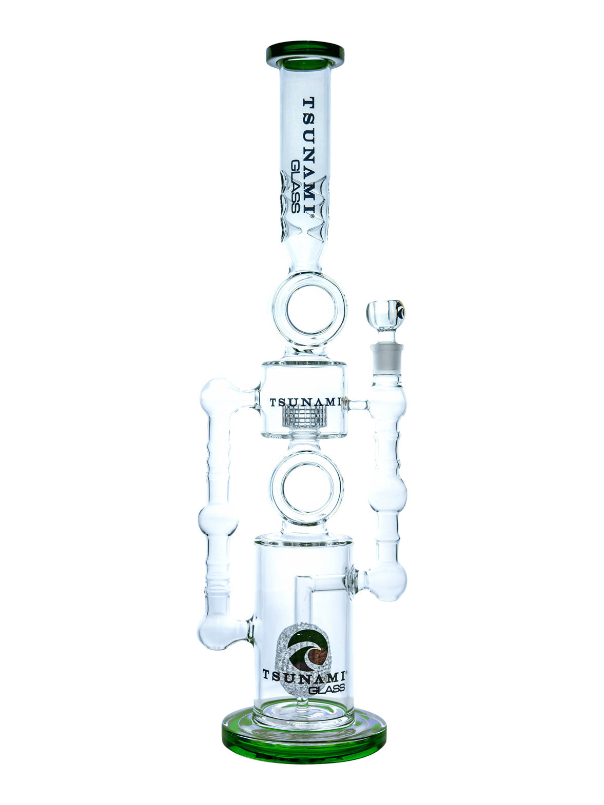 Green 26" Tsunami Apple Double Donut Shower Head Perc Water Pipe
