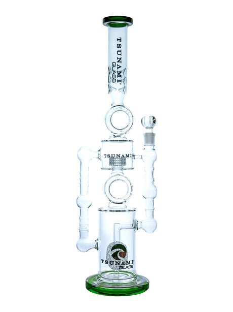Green 26" Tsunami Apple Double Donut Shower Head Perc Water Pipe
