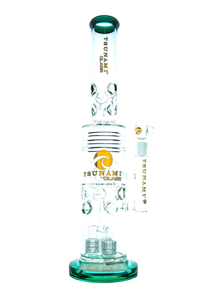 Green Tsunami 20" Barrel Glass Water Pipe – Shower Head & Honeycomb Perc