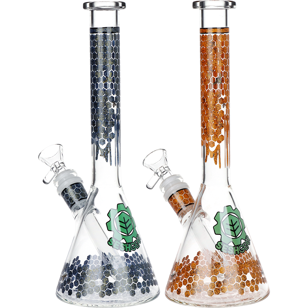 Honeycomb Beaker Glass Bong | 9.75" | 14mm Female | Asst. Colors – SeshGear