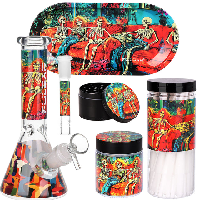 In Da Couch 7.75" Design Series Beaker Water Pipe Smoker's Kit - Pulsar