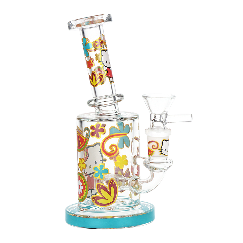 Orange Slice 6.25" Salutations Kitty Glass Water Pipe 14mm F