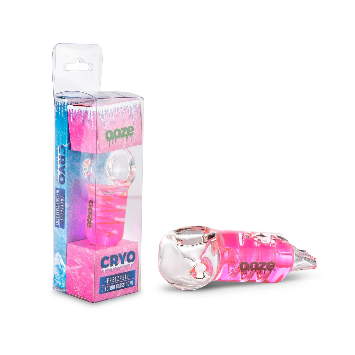 Pink Cryo Freezable Glass Hand Pipe - Ooze