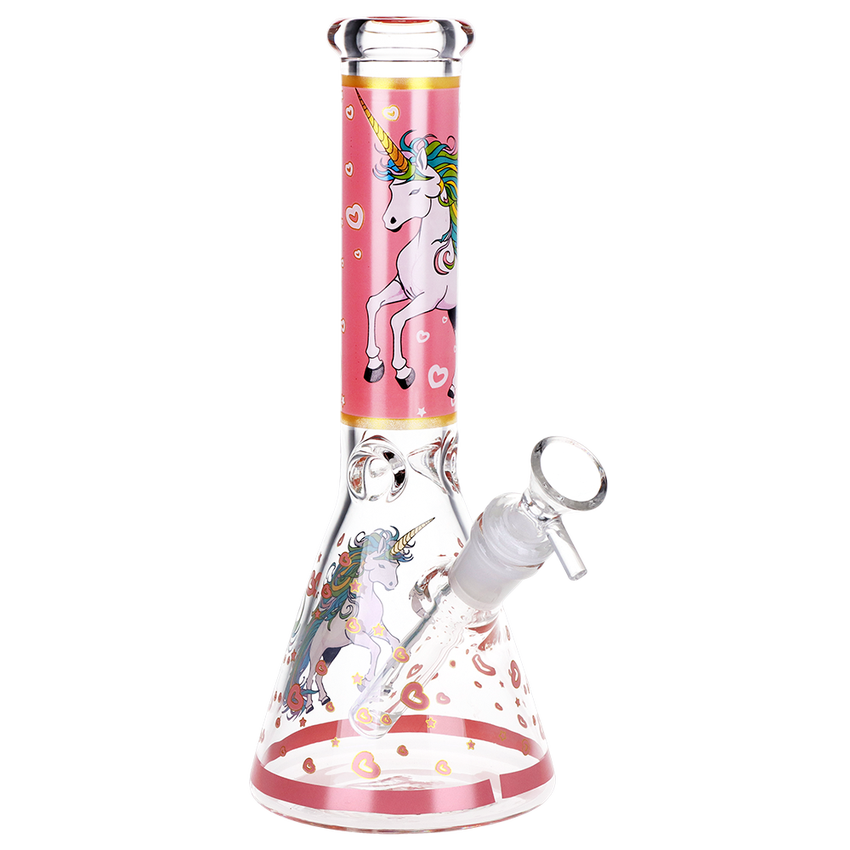 Pink Unicorn Beaker Style Glass Water Pipe
