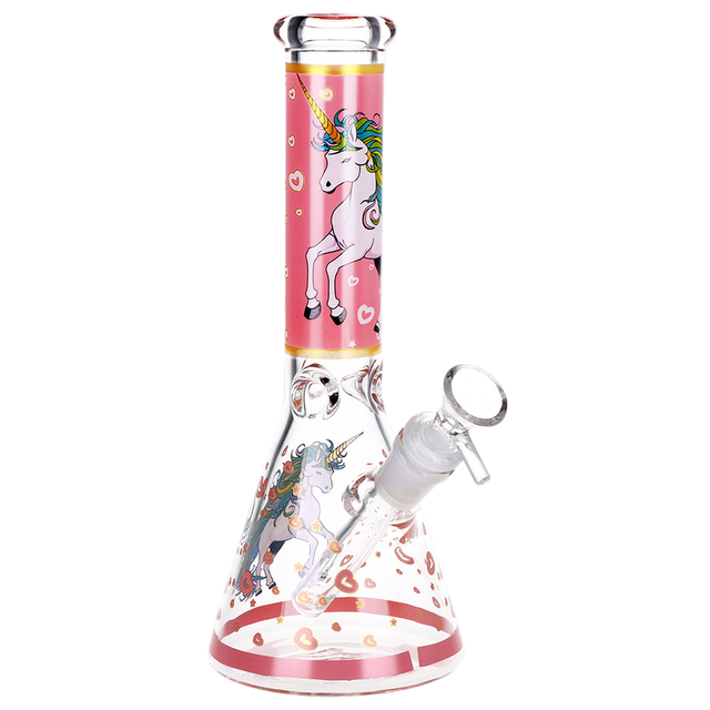Pink Unicorn Beaker Style Glass Water Pipe