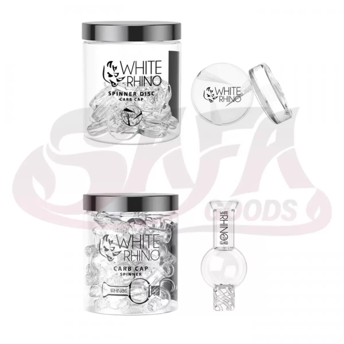Premium White Glass Carb Caps - White Rhino