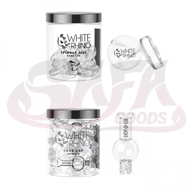 Premium White Glass Carb Caps - White Rhino