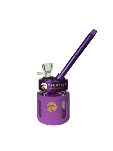Purple 6" Mini Bubbler Water Pipe - Tsunami