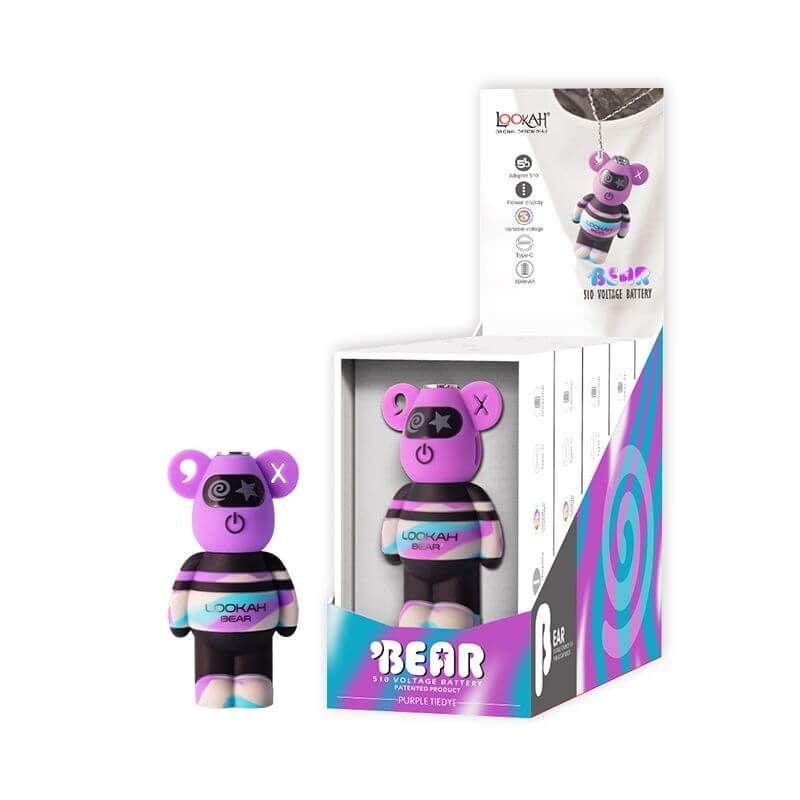 Purple Tie-Dye Bear Vape Battery - Lookah