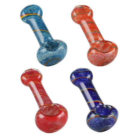 Rasta Stripe Swirl Frit Glass Spoon Pipe 3" Asst. Colors - Pulsar