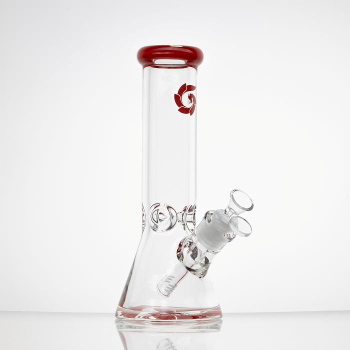 Red 10" 9mm Beaker Water Pipe - Glass House