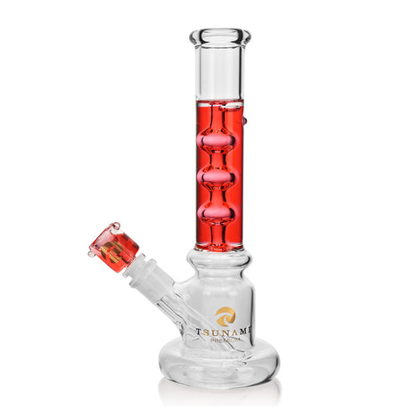 Red 10" Glycerine Three Rings Water Pipe – Tsunami