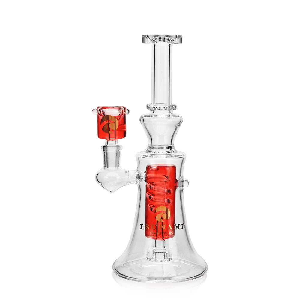 Red 8" Tsunami Swirl Glycerine Water Pipe