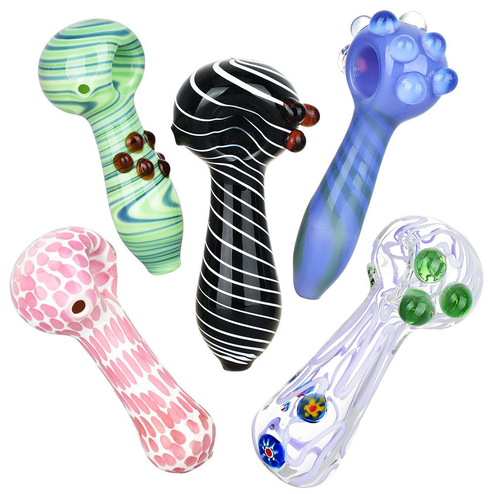 Refined Glass Spoon Pipe – Asst. Designs 4.25"–5.25" (10PC)