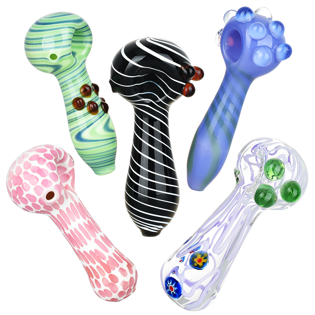 Refined Glass Spoon Pipe – Asst. Designs 4.25"–5.25" (10PC)