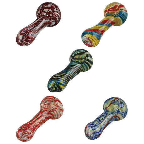 Ropes and Swirls Glass Spoon Pipe - 3.25" Asst. Colors - Pulsar