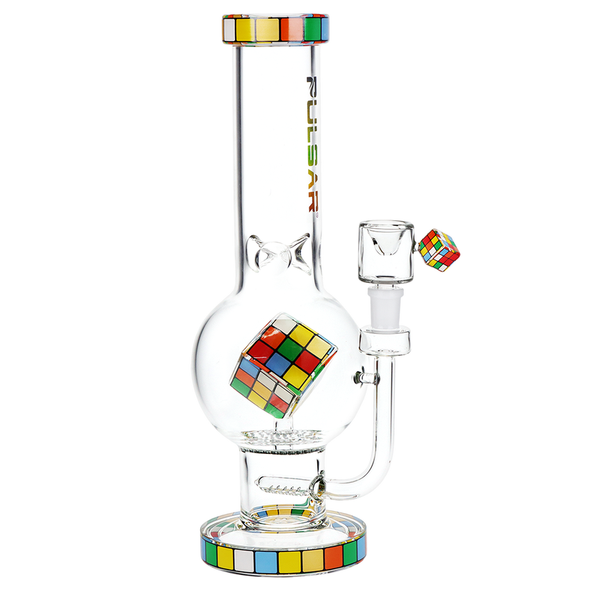 Rubik's Cube Perc Bubble Base Glass Water Pipe - 12.5" 14mm F - Pulsar