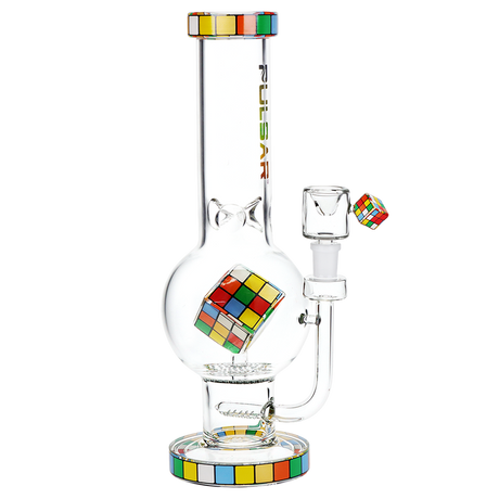 Rubik's Cube Perc Bubble Base Glass Water Pipe - 12.5" 14mm F - Pulsar