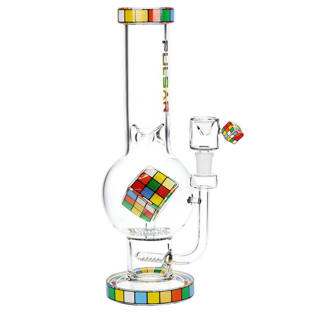 Rubik's Cube Perc Bubble Base Glass Water Pipe - 12.5" 14mm F - Pulsar
