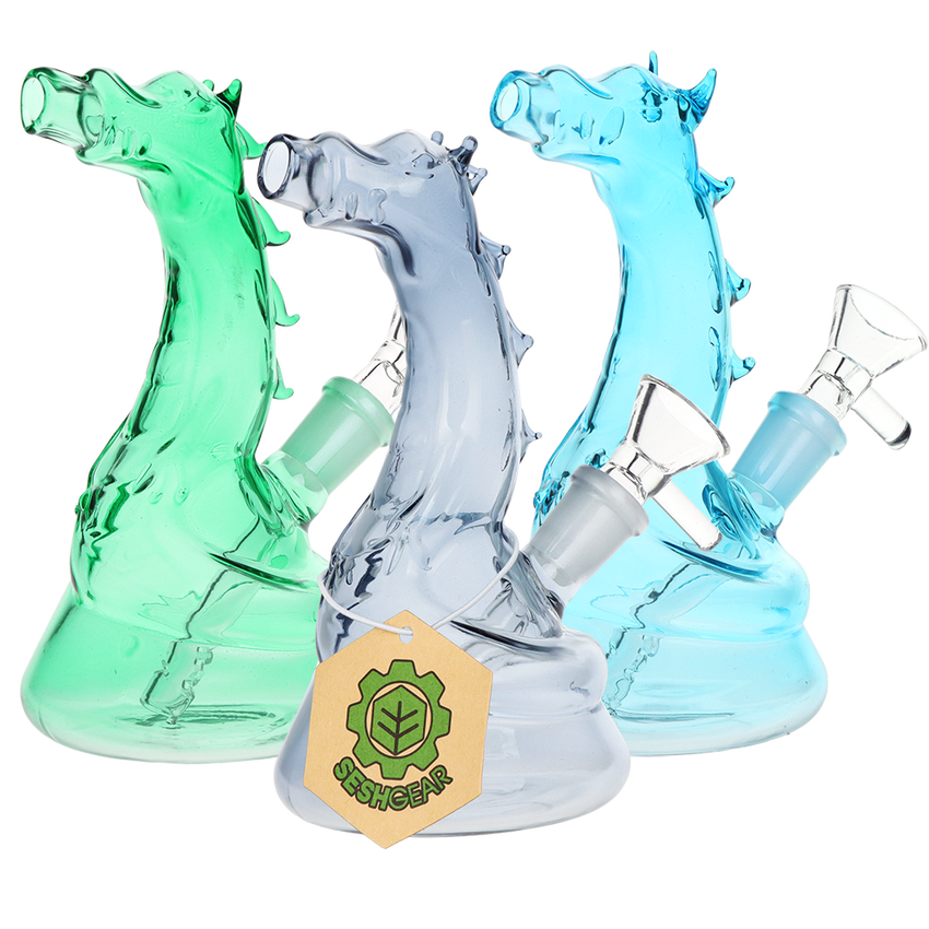 SeshGear - 6" Puff the Magic Dragon Glass Water Pipe 14mm F - Asst. Colors
