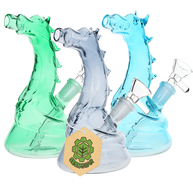 SeshGear - 6" Puff the Magic Dragon Glass Water Pipe 14mm F - Asst. Colors