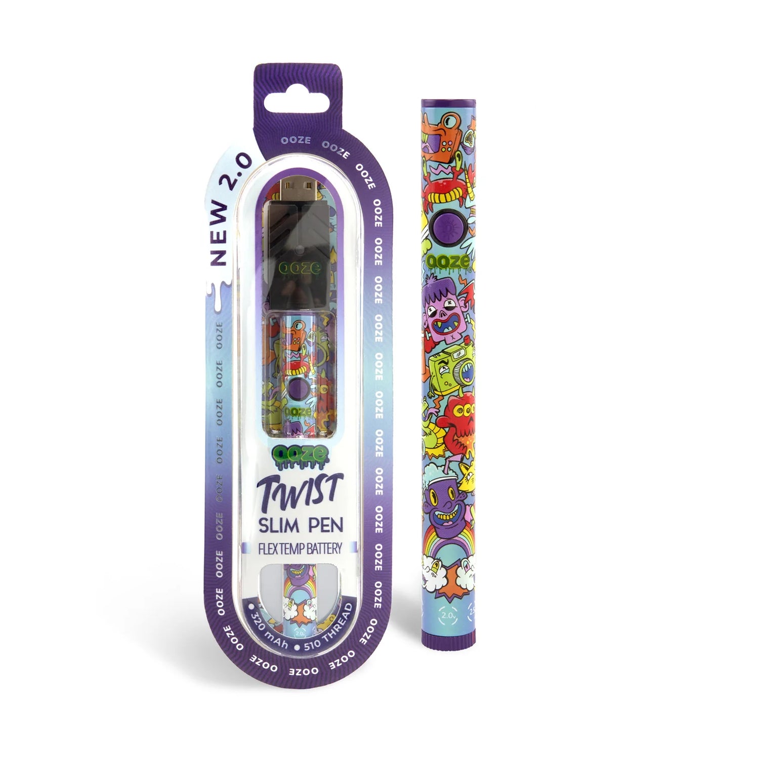 Slim Twist Pen Battery 2.0 [24PC] Assorted Colors - Ooze