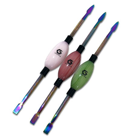Stainless Steel Dabber Set w/ Colorful Center Glass Bulb – 3PC - Hillside Glass