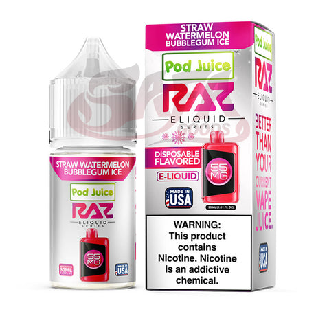 Straw Watermelon Bubblegum Ice Raz E-Liquids Salt Nic 30ML Bottles