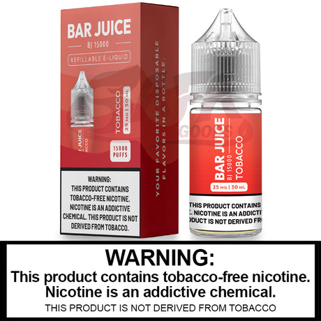 Tobacco Salt Nic E-Juice 30ML - Bar Club