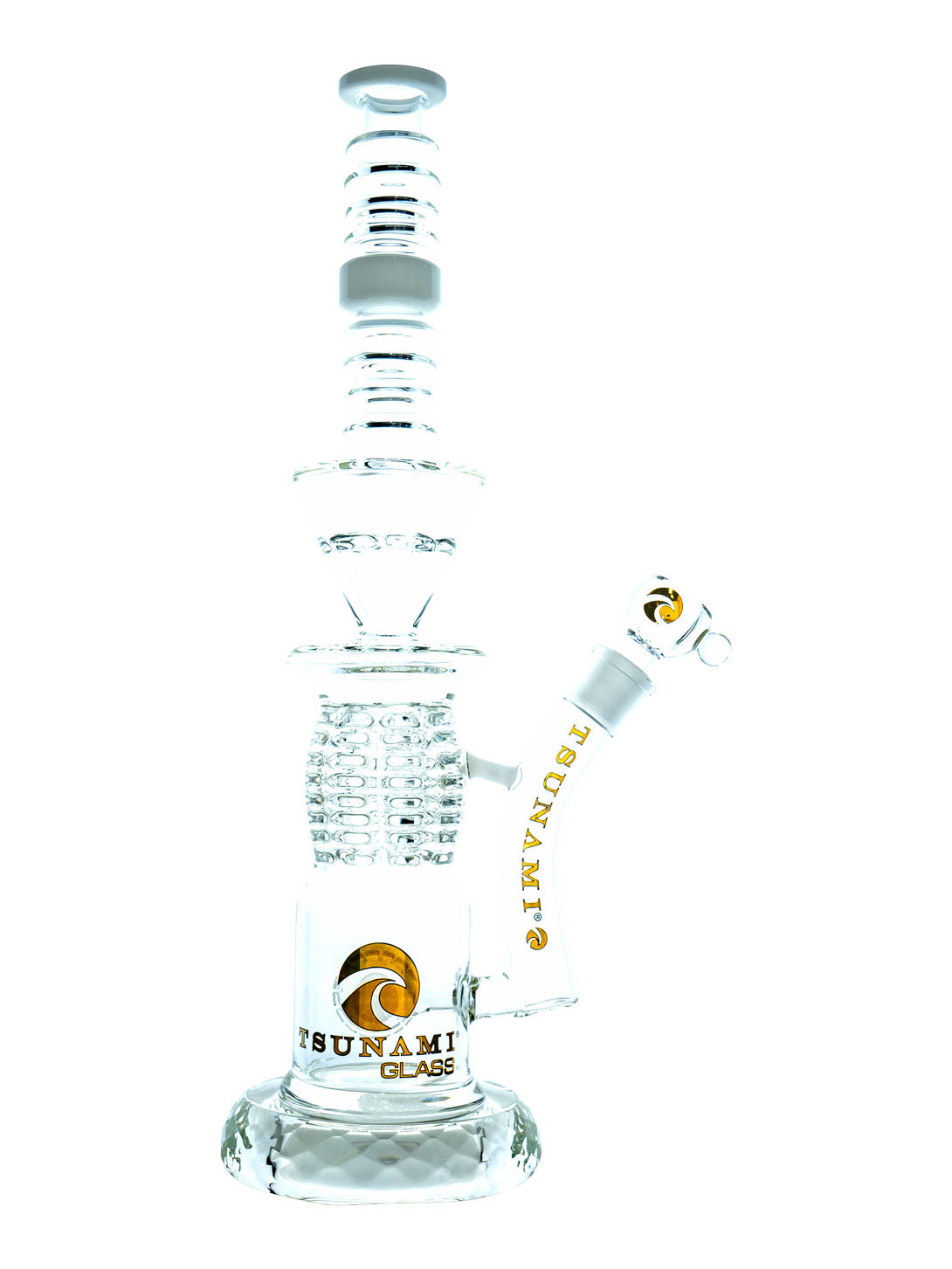 White 16" Tsunami Diamond Base Button Grenade Water Pipe