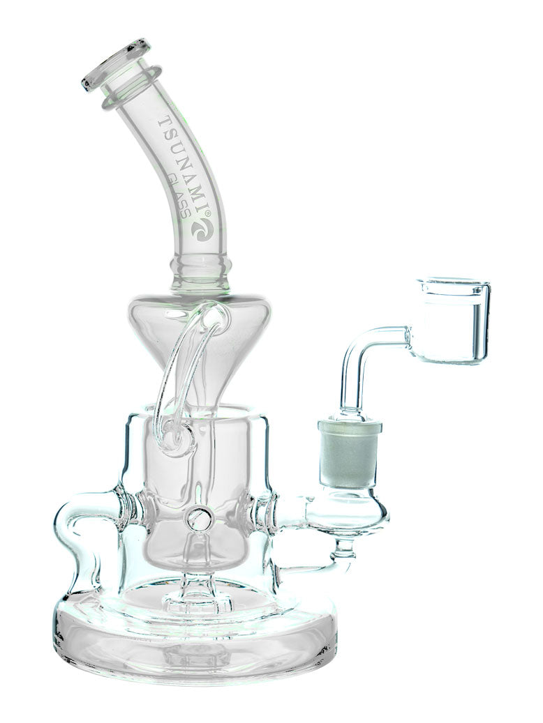 White 9" Tsunami Shower Head Recycler Glass Water Pipe