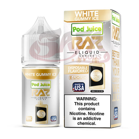 White Gummy Ice Raz E-Liquids Salt Nic 30ML Bottles